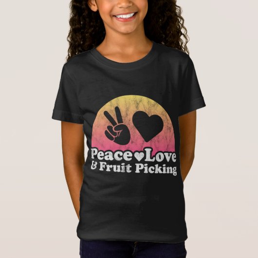 Vrede Liefde en Fruit Picking T-shirt (Voorkant)