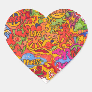 Vrede, liefde en geluk hart sticker