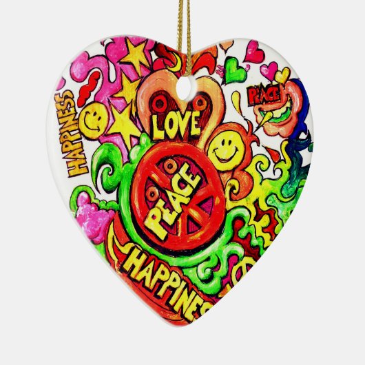 Vrede, liefde en geluk keramisch ornament (Rechts)