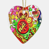 Vrede, liefde en geluk keramisch ornament (Links)