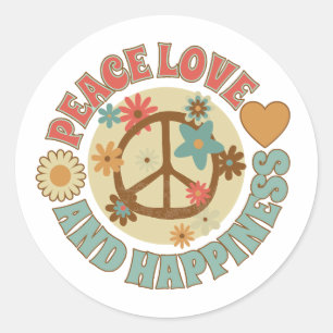 vrede liefde en geluk ronde sticker