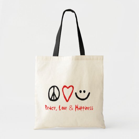 Vrede, liefde en geluk tote bag (Voorkant)