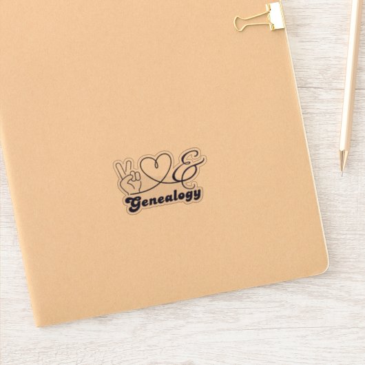Vrede Liefde en Genealogie Sticker (Notitieboek)