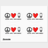 Vrede, liefde en geocaching ovale sticker (Vel)