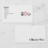 Vrede, liefde en glimlach visitekaartje (Voorkant / Achterkant)