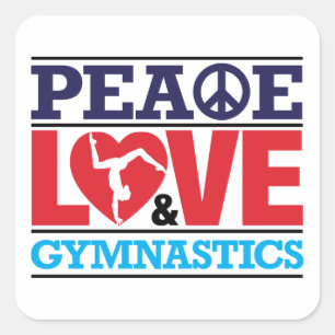 Vrede, liefde en gymnastiek Zelfklever Vierkante Sticker