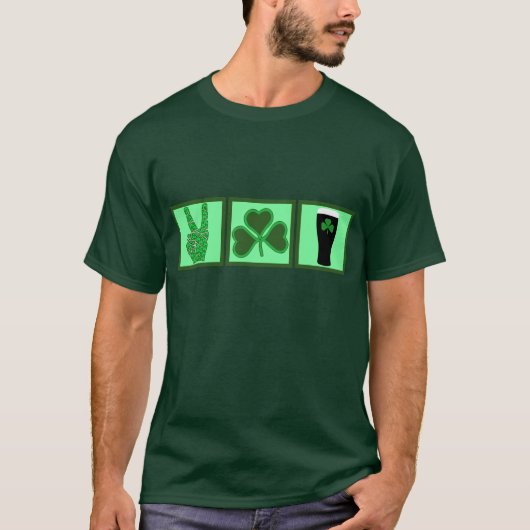 Vrede, liefde en Iers bier T-shirt (Voorkant)