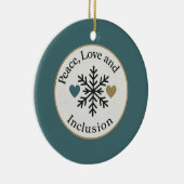 Vrede, Liefde en Inclusie | Persoonlijke Kerstvers Keramisch Ornament (Rechts)