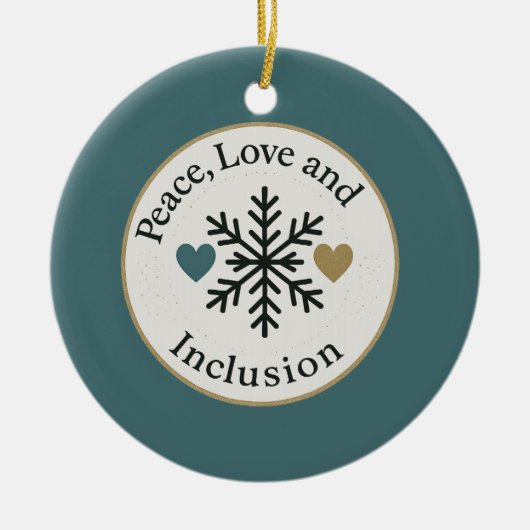 Vrede, Liefde en Inclusie | Persoonlijke Kerstvers Keramisch Ornament (Voorkant)