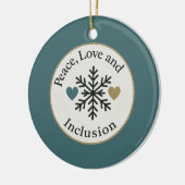 Vrede, Liefde en Inclusie | Persoonlijke Kerstvers Keramisch Ornament (Links)
