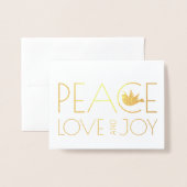 Vrede liefde en Joy dove Kerstmis foto goud Folie Kaarten (Voorkant met envelop)