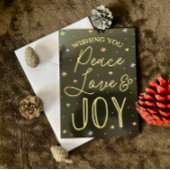 Vrede, liefde en Joy Typografie Foto van Kerstmis Feestdagen Kaart