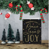 Vrede, liefde en Joy Typografie Foto van Kerstmis Feestdagen Kaart