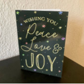 Vrede, liefde en Joy Typografie Foto van Kerstmis Feestdagen Kaart