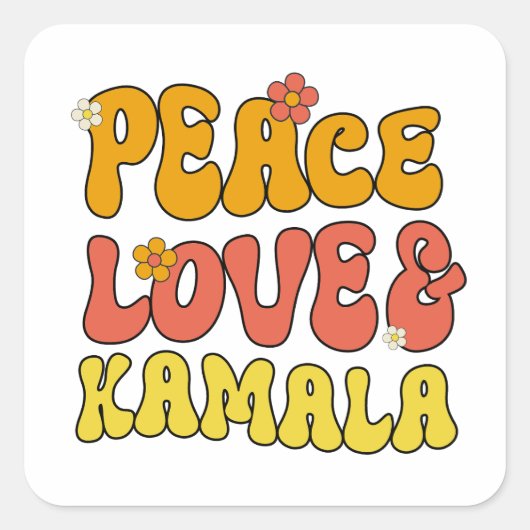 Vrede Liefde en Kamala Vierkante Sticker (Voorkant)
