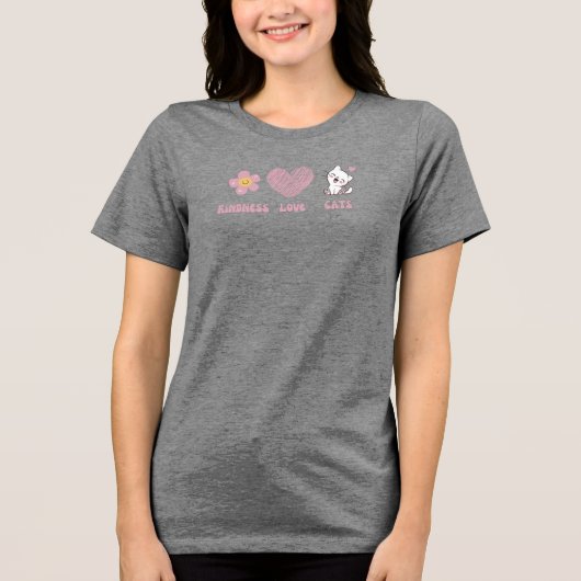 Vrede, Liefde en Katten Doodles Tri-Blend Shirt (Voorkant)