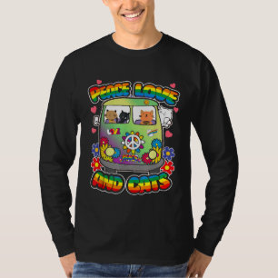 Vrede Liefde En Katten Hippie Beatnik Bloemkracht T-shirt