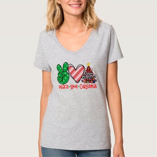 Vrede, Liefde en Kerstboom T-shirt (Voorkant)