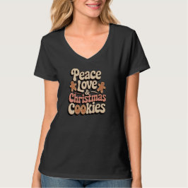 Vrede Liefde en Kerstkoekjes Retro Vakantie T-shirt