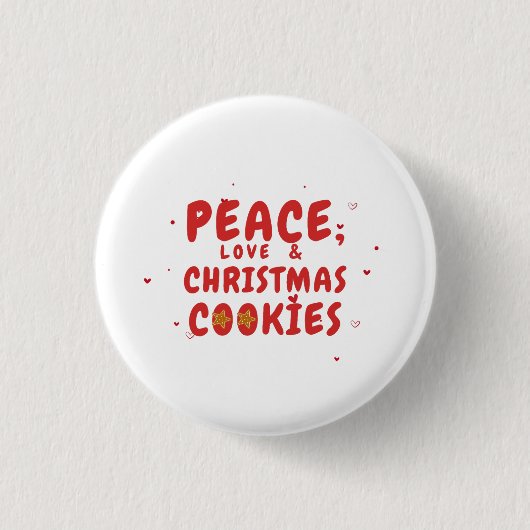 Vrede, liefde en kerstkoekjes ronde button 3,2 cm (Voorkant)