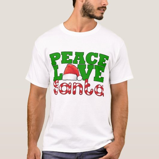 Vrede, liefde en kerstman t-shirt (Voorkant)