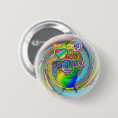 Vrede, liefde en kippen ronde button 5,7 cm (Voorkant /achterkant)