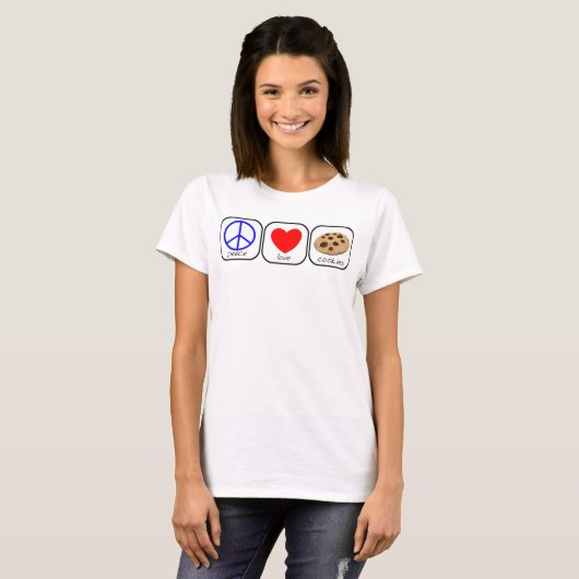 Vrede, liefde en koekjes t-shirt (Voorkant volledig)