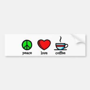 Vrede, liefde en koffie - Bumpersticker