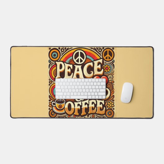 Vrede, liefde en koffie Retro Desk Mat (Keyboard & Muis)