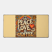 Vrede, liefde en koffie Retro Desk Mat (Voorkant)