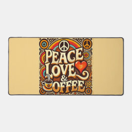 Vrede, liefde en koffie Retro Desk Mat
