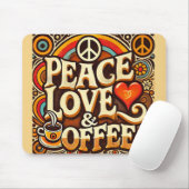 Vrede, liefde en koffie Retro Mousepad Muismat (Met muis)