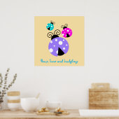 Vrede, liefde en ladybugs. poster (Keuken)