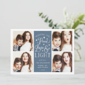 Vrede, liefde en licht | Hanukkah-foto Feestdagenkaart (Staand voorkant)