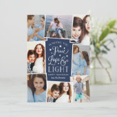 Vrede, liefde en licht | Hanukkah Photo Collage Feestdagenkaart (Staand voorkant)