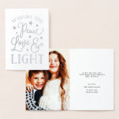 Vrede, liefde en licht | Hanukkah Photo Silver Folie Kaarten (Display)