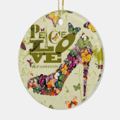 Vrede, liefde en Mode. xo PJ. Keramisch Ornament (Links)