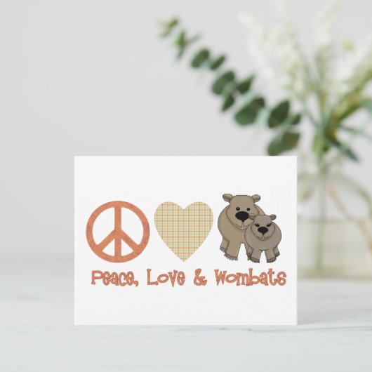 Vrede, liefde en moeras; Wombats Briefkaart (Staand voorkant)
