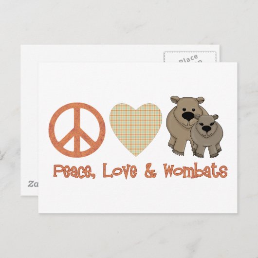 Vrede, liefde en moeras; Wombats Briefkaart (Voorkant / Achterkant)