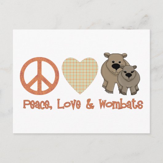 Vrede, liefde en moeras; Wombats Briefkaart (Voorkant)