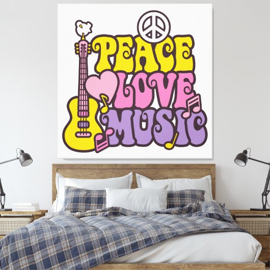 Vrede, Liefde, En Muziek Canvasprint Canvas Afdruk (Insitu (Slaapkamer))