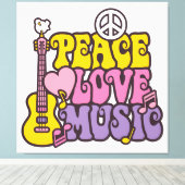 Vrede, Liefde, En Muziek Canvasprint Canvas Afdruk (Insitu (Houten vloer))