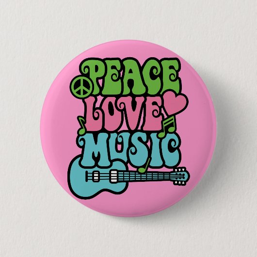Vrede, liefde en muziek ronde button 5,7 cm (Voorkant)