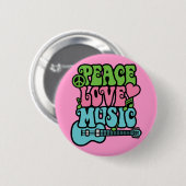 Vrede, liefde en muziek ronde button 5,7 cm (Voorkant /achterkant)