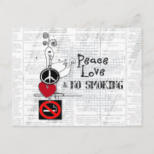 vrede - liefde en NO ROKING Briefkaart