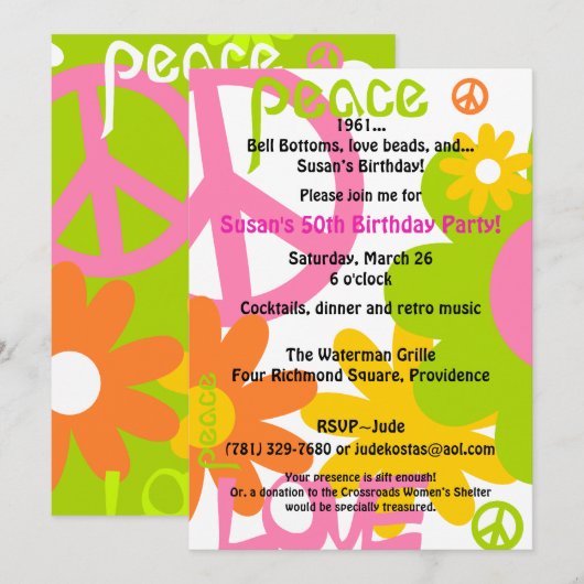 Vrede, liefde en Partij Kaart (Voorkant / Achterkant)