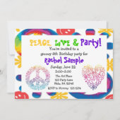 Vrede, liefde en partijuitnodiging kaart (Voorkant)