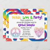 Vrede, liefde en partijuitnodiging kaart (Voorkant / Achterkant)