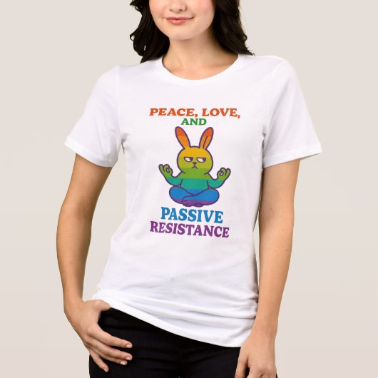 Vrede, liefde en passief verzet Tri-Blend shirt (Voorkant)