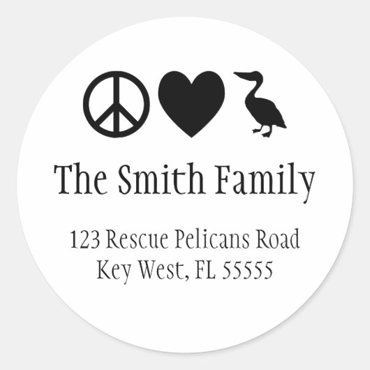 Vrede Liefde en Pelicans Sticker (Voorkant)